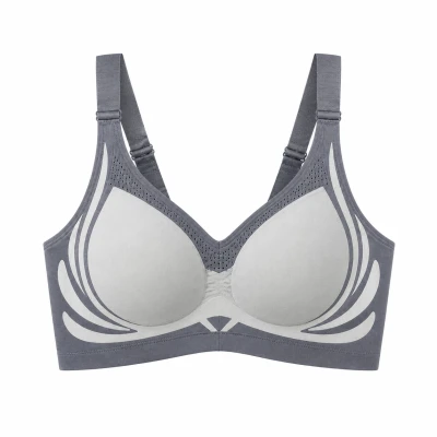 Verk 14672 Športová podprsenka push-up, bezšvová s vypchávkami, veľkosť M, sivá