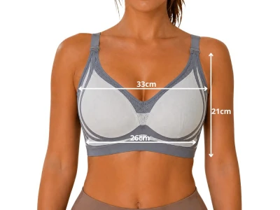 Verk 14672 Športová podprsenka push-up, bezšvová s vypchávkami, veľkosť M, sivá