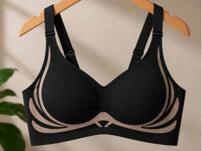 Verk 14672 Sportovní podprsenka push‑up, bezešvá s vycpávkami, vel. M, černá