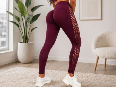 Verk 14673 Dámske legíny s push-up efektom, vysoký pás, veľkosť S/M, bordové 