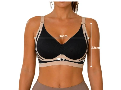 Verk 14672 Športová podprsenka push-up, bezšvová s vypchávkami, veľkosť L, čierna