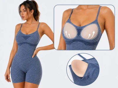 Verk 14674 Dámský fitness overal s push-up efektem, vel. S/M, modrý
