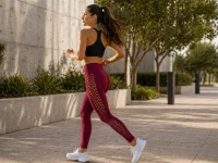 Verk 14673 Dámske legíny s push-up efektom, vysoký pás, veľkosť L/XL, bordové