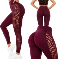 Verk 14673 Dámske legíny s push-up efektom, vysoký pás, veľkosť L/XL, bordové