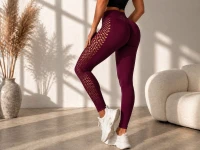 Verk 14673 Dámske legíny s push-up efektom, vysoký pás, veľkosť L/XL, bordové