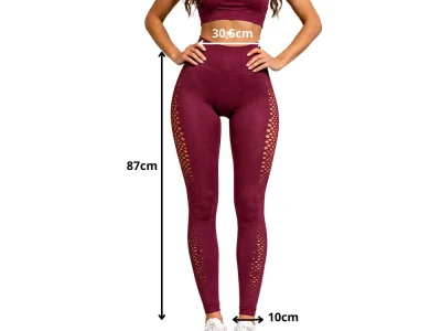 Verk 14673 Dámske legíny s push-up efektom, vysoký pás, veľkosť L/XL, bordové