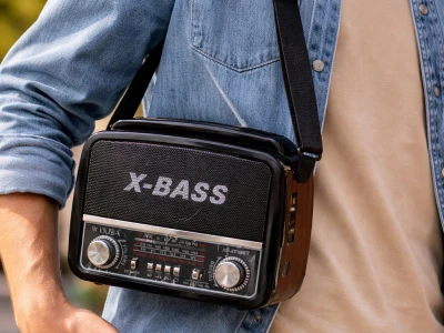 Verk 27543 Přenosné analogové rádio FM/M/SD, USB, AUX, SD, MP3, hnědé