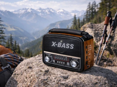 Verk 27543 Přenosné analogové rádio FM/M/SD, USB, AUX, SD, MP3, hnědé