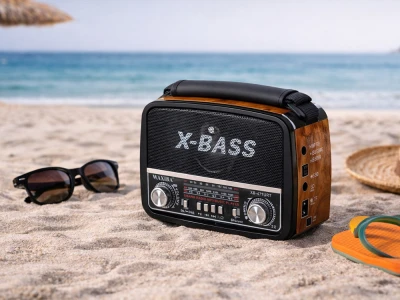 Verk 27543 Přenosné analogové rádio FM/M/SD, USB, AUX, SD, MP3, hnědé