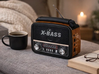 Verk 27543 Přenosné analogové rádio FM/M/SD, USB, AUX, SD, MP3, hnědé