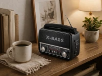 Verk 27543 Přenosné analogové rádio FM/M/SD, USB, AUX, SD, MP3, černé