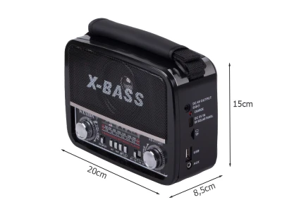Verk 27543 Přenosné analogové rádio FM/M/SD, USB, AUX, SD, MP3, černé