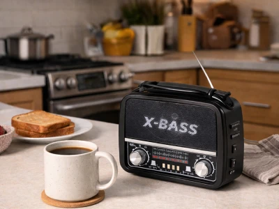 Verk 27543 Přenosné analogové rádio FM/M/SD, USB, AUX, SD, MP3, černé
