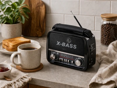 Verk 27543 Přenosné analogové rádio FM/M/SD, USB, AUX, SD, MP3, černé