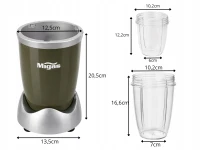 Verk 07559 Multifunkčný mixér na smoothie 600 W, 3 nádoby, šedozelený