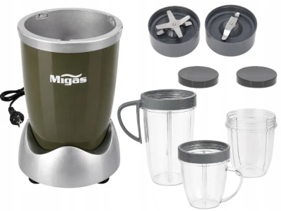 Verk 07559 Multifunkčný mixér na smoothie 600 W, 3 nádoby, šedozelený