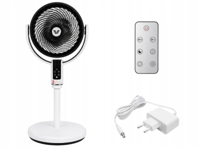 Verk 16044 Stojanový ventilátor s oscilací 24 W, 10 rychlostí, černo-bílý