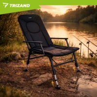 Trizand 27779 Skladacie rybárske kreslo s podrúčkami, nastaviteľné, čierne