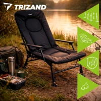 Trizand 27779 Skladacie rybárske kreslo s podrúčkami, nastaviteľné, čierne
