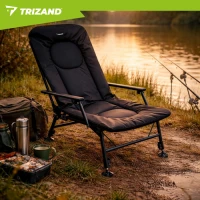 Trizand 27779 Skladacie rybárske kreslo s podrúčkami, nastaviteľné, čierne