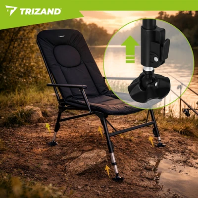 Trizand 27779 Skladacie rybárske kreslo s podrúčkami, nastaviteľné, čierne
