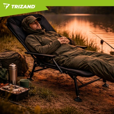 Trizand 27779 Skladacie rybárske kreslo s podrúčkami, nastaviteľné, čierne