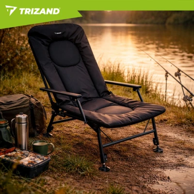 Trizand 27779 Skladacie rybárske kreslo s podrúčkami, nastaviteľné, čierne