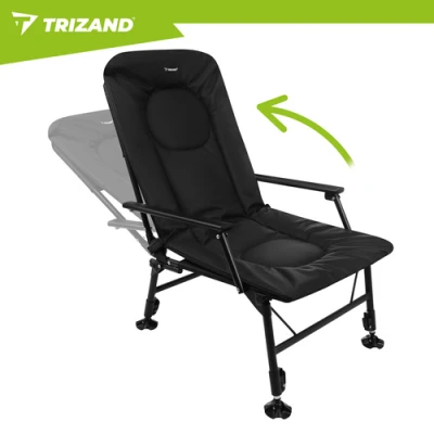 Trizand 27779 Skladacie rybárske kreslo s podrúčkami, nastaviteľné, čierne
