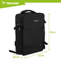 Trizand 27615 Cestovný batoh 40 x 20 x 25 cm, USB, čierny