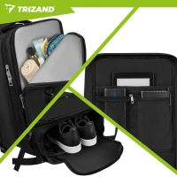 Trizand 27615 Cestovný batoh 40 x 20 x 25 cm, USB, čierny