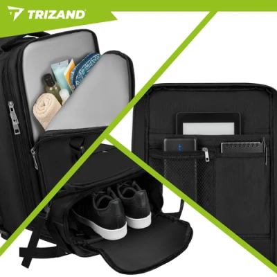 Trizand 27615 Cestovný batoh 40 x 20 x 25 cm, USB, čierny