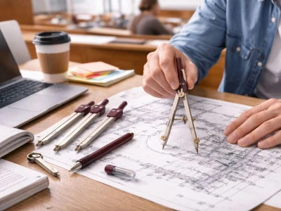 Verk 27837 Geometrická sada v puzdre - kružidlo s príslušenstvom, 9 dielov
