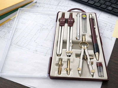 Verk 27837 Geometrická sada v puzdre - kružidlo s príslušenstvom, 9 dielov