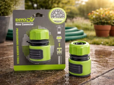 DIVODV 27904 Rychlospojka s průchodkou 1/2" pro zahradní hadici, zelená