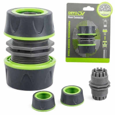 DIVODV 27906 Spojka na opravu záhradnej hadice 1/2" s tesnením, čierno-zelená