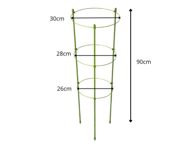 DIVODV 27930 Kruhová opora pro rostliny 90 cm, 3 kruhy, sada 3 ks, zelená