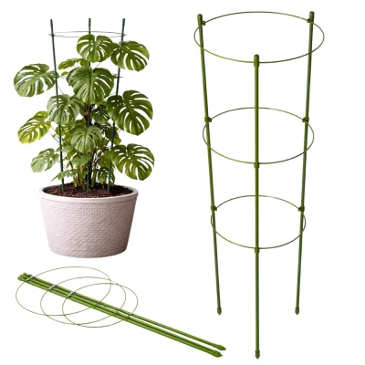 DIVODV 27930 Kruhová opora pro rostliny 90 cm, 3 kruhy, sada 3 ks, zelená