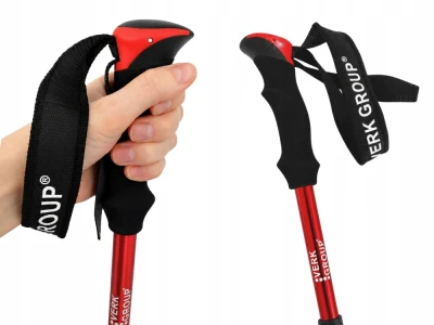 Verk 14705 Trekové hole skládací s příslušenstvím 2 ks, červené