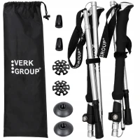 Verk 14703 Trekové hole skládací s příslušenstvím 2 ks, stříbrné