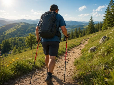 Verk 14706 Trekové hole skládací s příslušenstvím 2 ks, červené