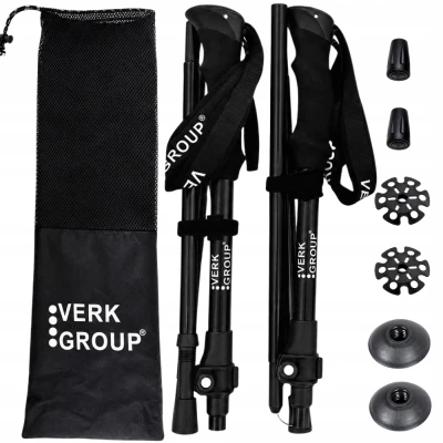 Verk 14705 Trekové hole skládací s příslušenstvím 2 ks, černé