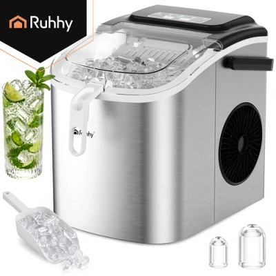 Ruhhy 27709 Výrobník ledu 1,2 l, 12Kg/24h, stříbrný