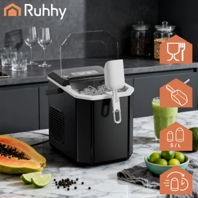 Ruhhy 27708 Výrobník ledu 1,2 l, 12Kg/24h, černý