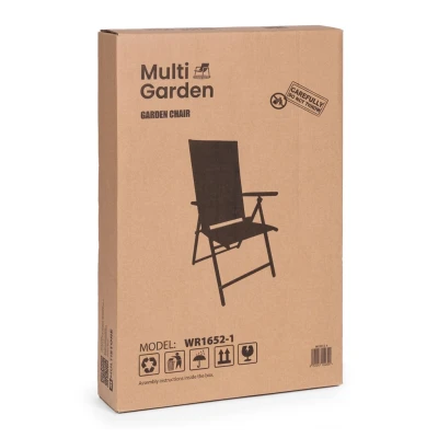 MultiGarden WR1652 Skladacie záhradné kreslo s nastaviteľným operadlom, čierne