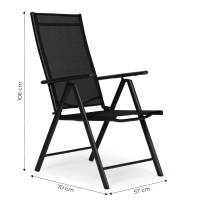 MultiGarden WR1652 Skladacie záhradné kreslo s nastaviteľným operadlom, čierne