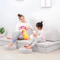 EcoToys TMSRT-15 Modulární skládací pohovka pro děti, 2 místná, 10 polštářů, šedá