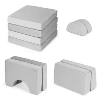 EcoToys TMSRT-15 Modulární skládací pohovka pro děti, 2 místná, 10 polštářů, šedá