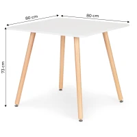 ModernHome KJSDT Dřevěný jídelní stůl čtvercový 80 x 80 cm, bílý