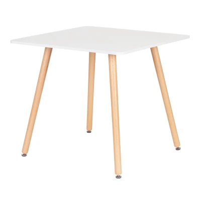 ModernHome KJSDT Dřevěný jídelní stůl čtvercový 80 x 80 cm, bílý
