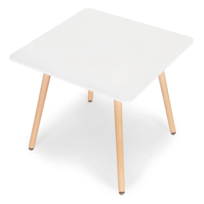 ModernHome KJSDT Dřevěný jídelní stůl čtvercový 80 x 80 cm, bílý
